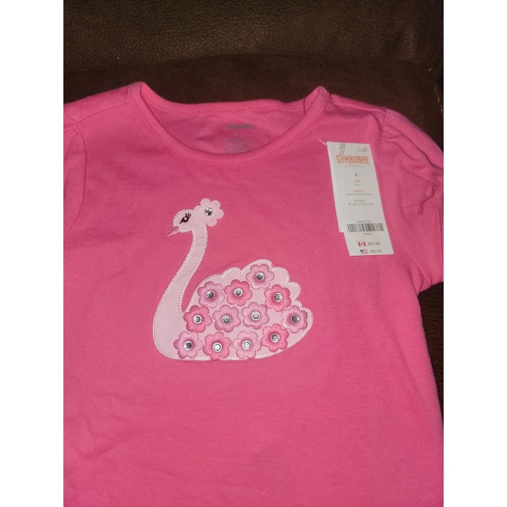Gymboree‎ tea time afternoon swan pink top size 5 nwt